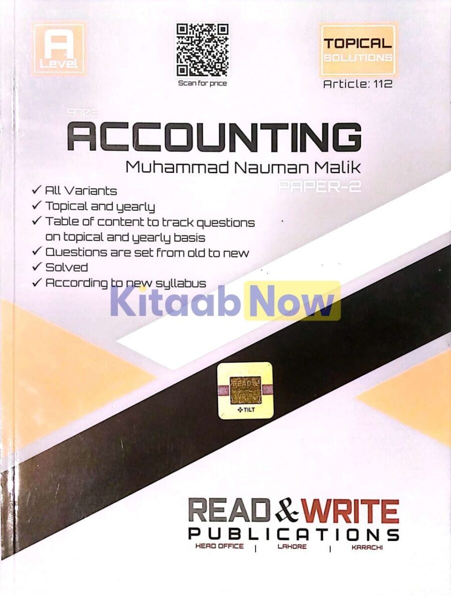 112 Accounting A Level Paper 2 (Topical Worked Solutions) | KitaabNow